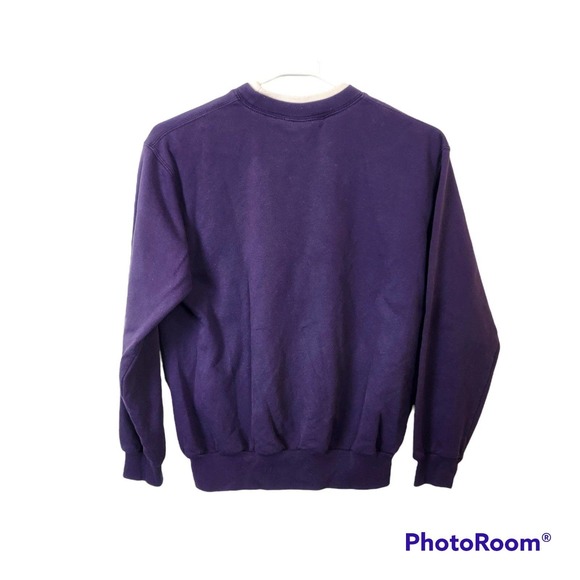 Vtg 90s Purple Embroidered Leaf Sweatshirt Cottagecore Fall Nature Crewneck Med - Picture 7 of 7